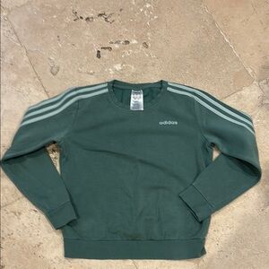 Adidas Green Crewneck Sweater with Sporty Stripes